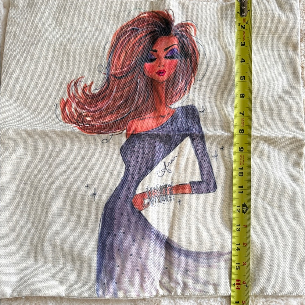 Stylish Illustrated Pillow Cover-Glam Girl